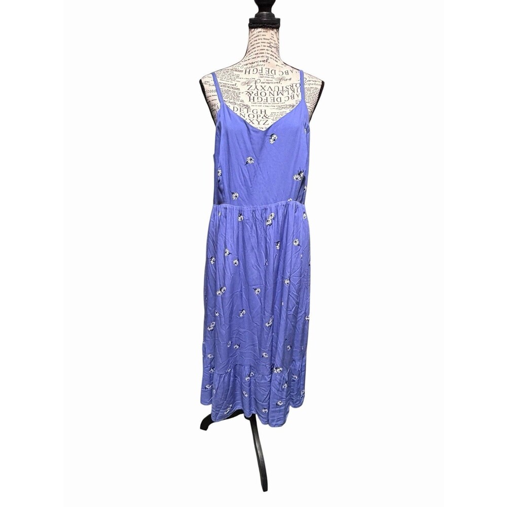 Old Navy Women Dress Large Blue Floral Fit & Flare Sleeveless Lined Cottagecore